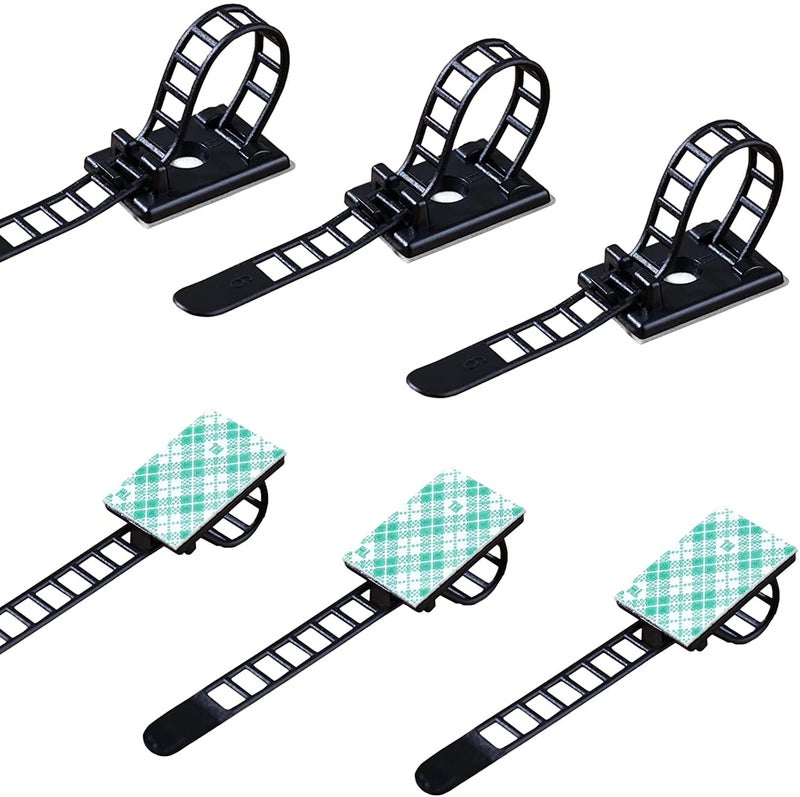 RayTour 50 Pieces Cable Management Desk Wire Organizer Cable Ties Zip Ties Adhesive Cord Clips Cord Keeper Desk Wire Management - Image 1